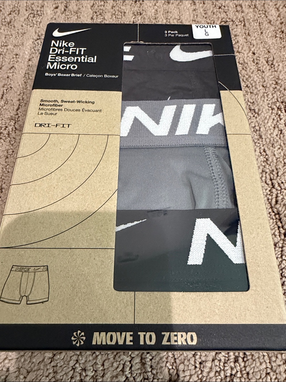 Nike Boy's Boxer Briefs 3-Pack in Black and Gray